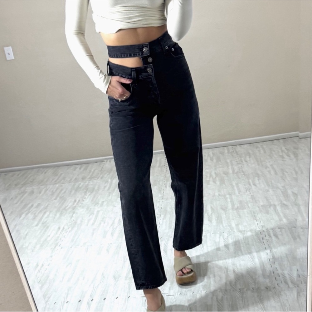 Agolde Broken Waistband Jeans in Washed Black size 29